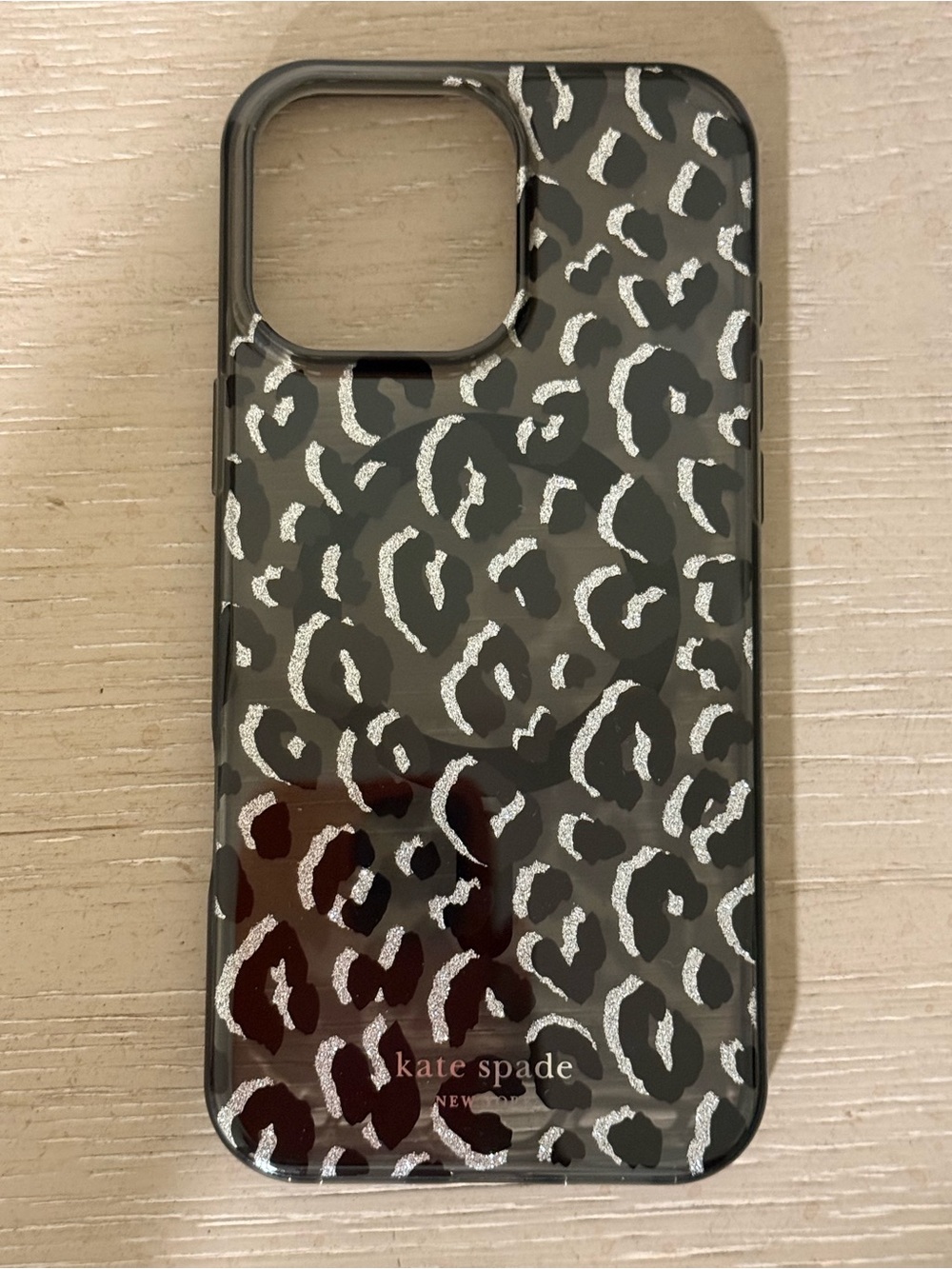 kate spade Black and Silver City Leopard Print iPhone 16 Pro Max case